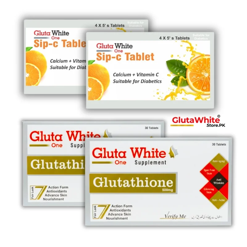 Gluta White One Month Supplements & Sip C Package-GlutaWhiteStore.PK
